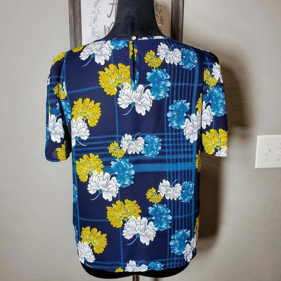 Apt. 9 Women's Puff Sleeve Floral Satin Blouse Georgette Top Keyhole Back Size S - Picture 15 of 15
